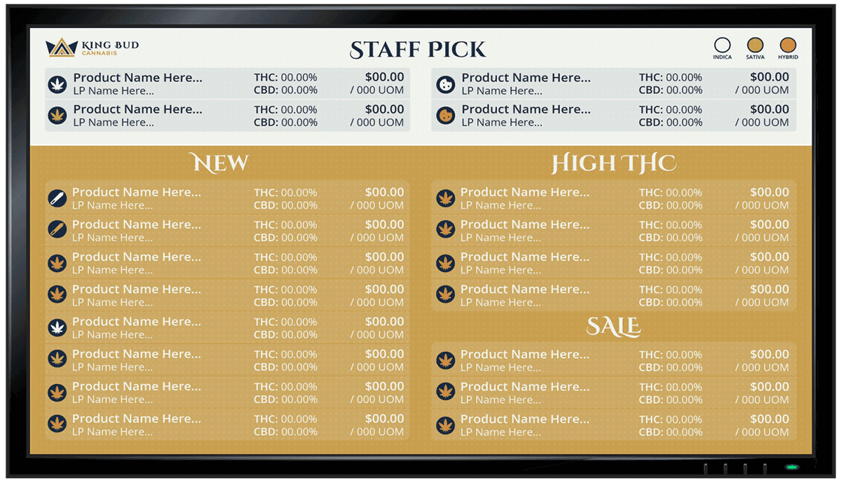 Staff Picks Digital Menu Display in Cannabis Dispensary