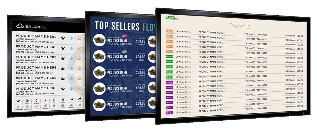 Budvue Cannabis Menu TV Display Examples